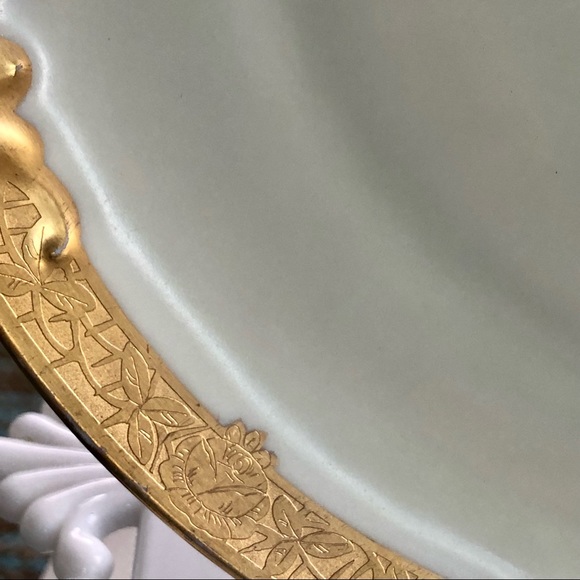 Gorgeous Deco Hand Painted 14kt Gold Trim Handle Serving/Display Plate - Picture 4 of 8